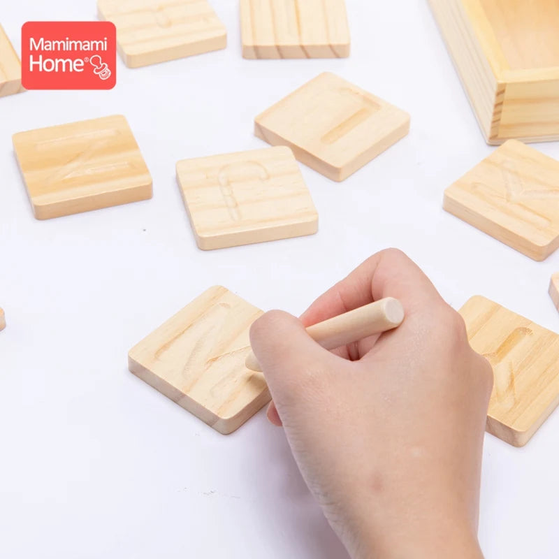 Baby Educational Wooden Toys Board Montessori English Alphabet Groove Board English Alphabet Geometry Montessori Early Education
