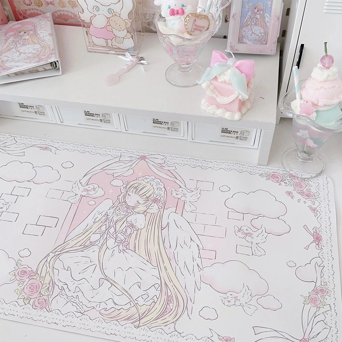 Large Cartoon Mouse Pad Waterproof Gaming Computer Table Mat Kawaii Mouse Mat Desk Costers Office Stationery Desk Organizer