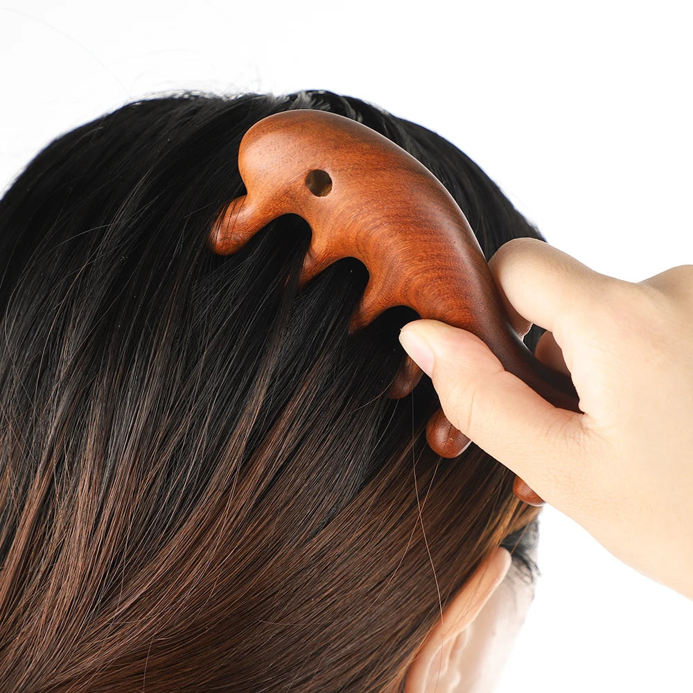 Massage Comb Sandalwood Multifunctional Meridian Relax Blood Circulation Health Care Head Neck Back Abdomen Waist Home Office