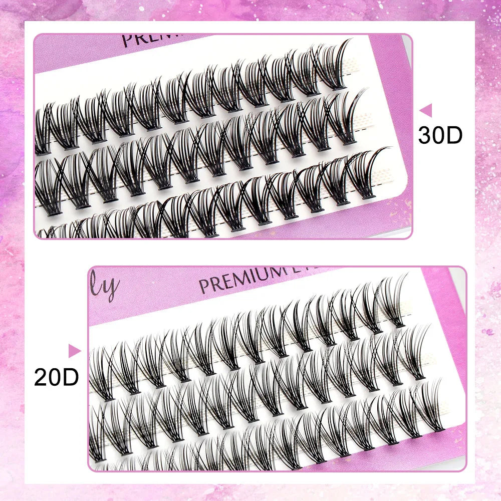 Moonlily 20D/30D Individual Cluster Eyelash Extension Natural Long Black 3D Volume Effect Faux Lashes Bunche Makeup Cilias