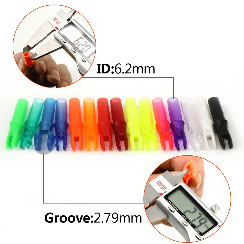 50pcs Arrow Nocks Insert Tips ID6.2mm Arrow Shaft Tails Plastic Archery Hunting Bow DIY Accessory