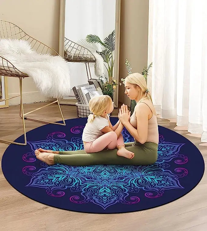 Pilates Round Oversize Yoga Mat Suede Rubber Non-Slip Dia 140cm Exercise Meditation Workout Mat for Home Outdoor