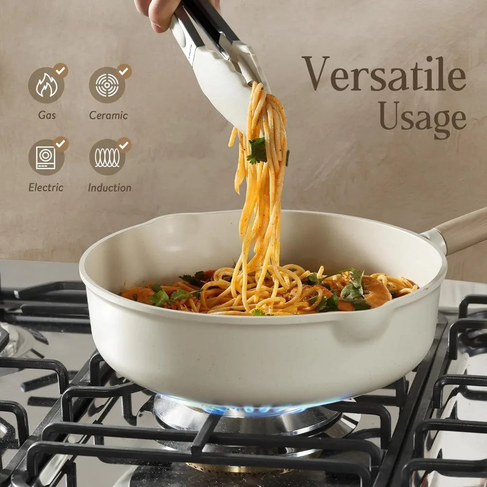 17pcs Pots and Pans Set Non Stick, Kitchen Cookware Sets, Easy to Clean Kitchen Induction Pots and Pans, Pot and Pan Sets