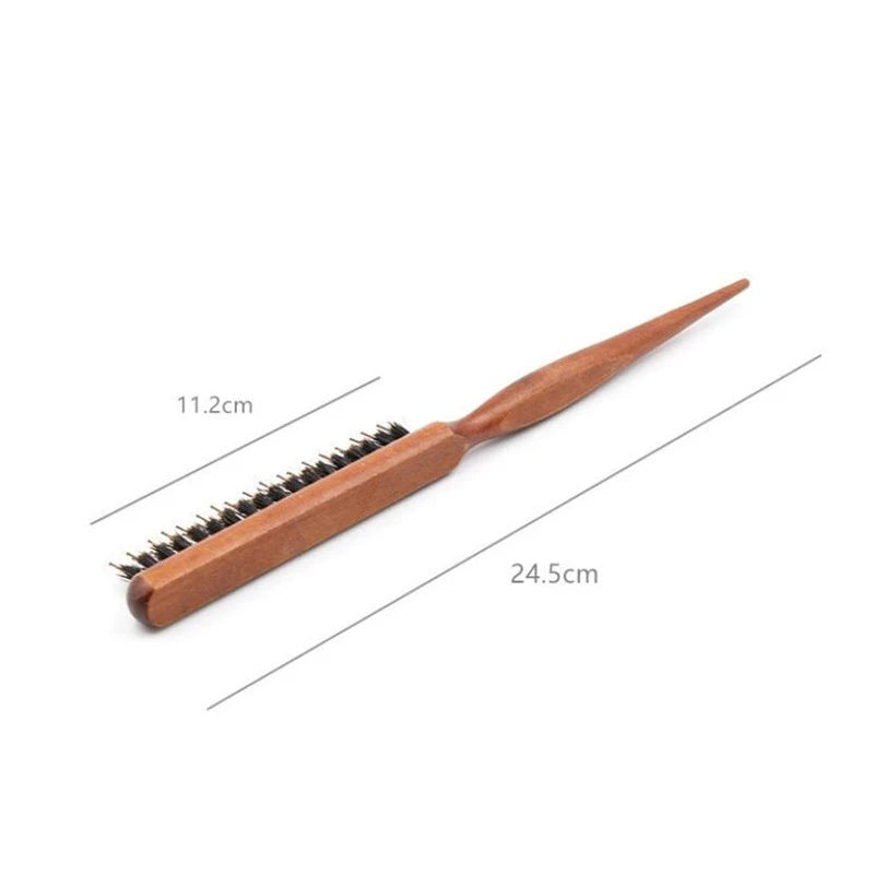 Natural Boar Bristle Hair Fluffy Comb Wood Handle Hair Brush Anti-static Barber Hair Comb Scalp Massage Hairdresser Styling Tool