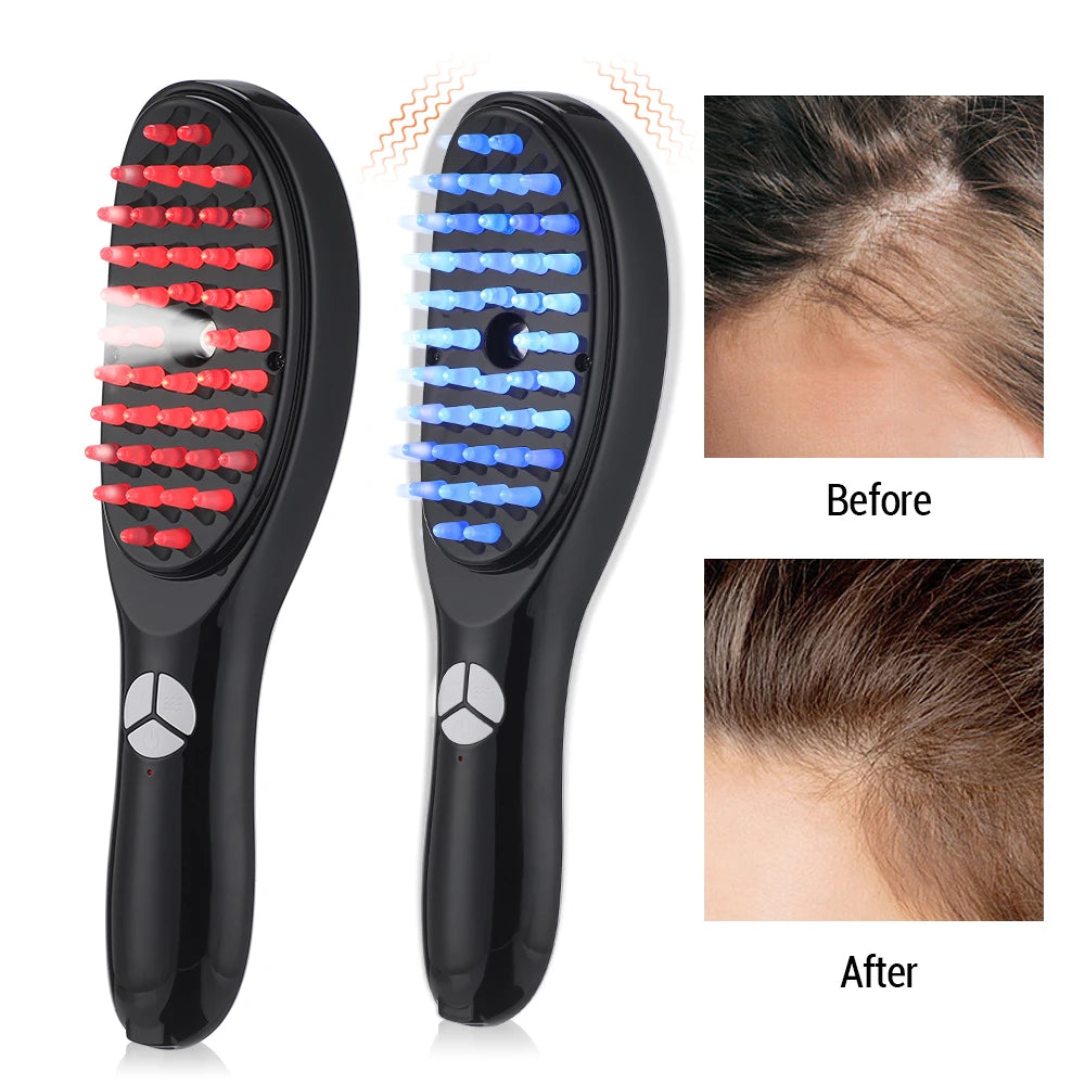 Massage Comb Three Gears Electric Spray Micro Current Head Massager Anti Hair Loss Red and Blue Light Nourishing Scalp
