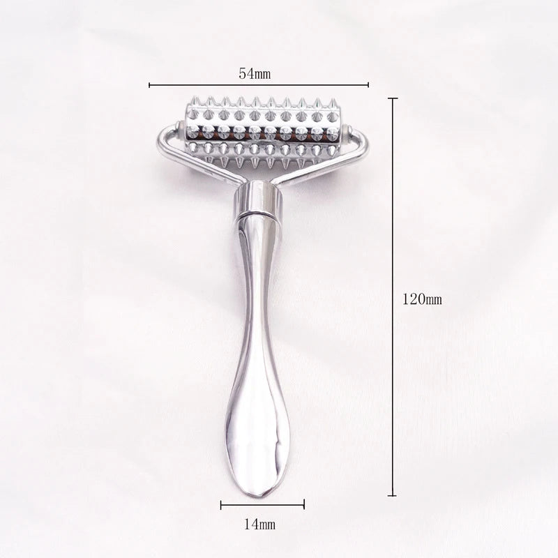 Stainless steel pointed roller spatula massage ball stone face roller massager to improve neck facial beauty skin care tool