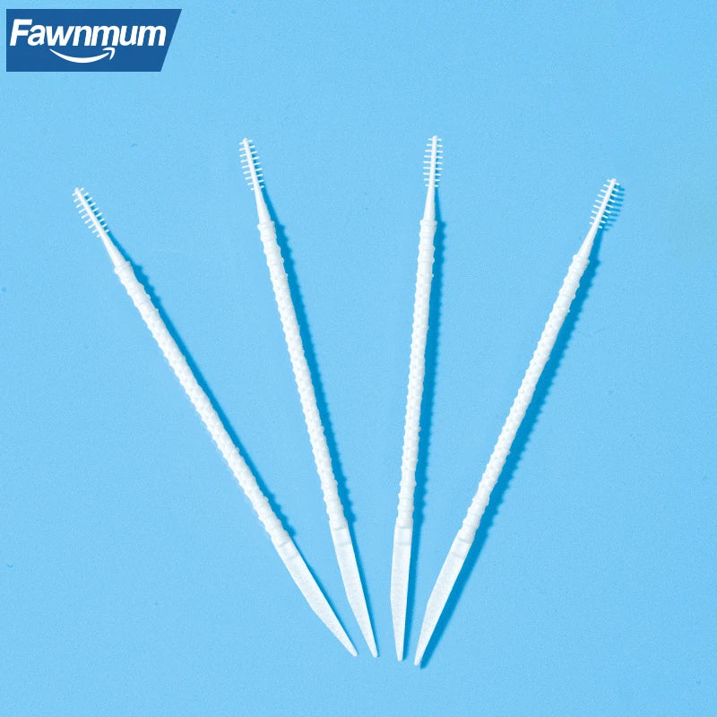 Fawnmum 300 Pcs/Set Double-Headed Flosser Toothpicks Interdental Brush Oral Cleaning Gum Hygiene Teeth Care Sticks Disposable
