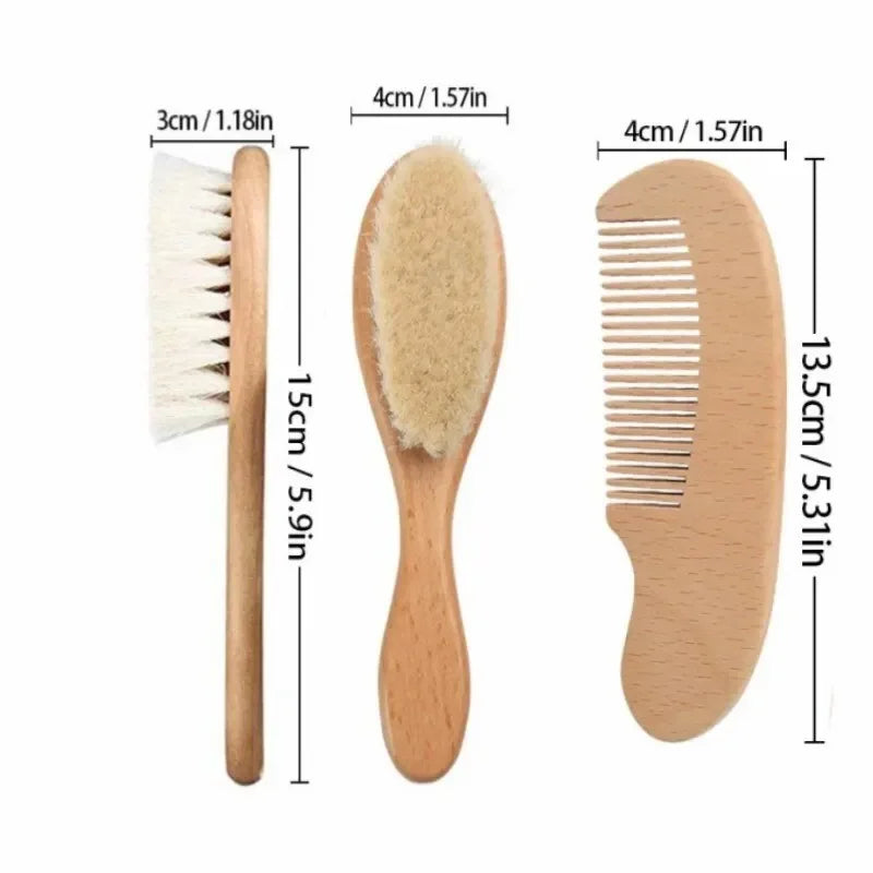 Newborn Wool Wooden Hair Brush