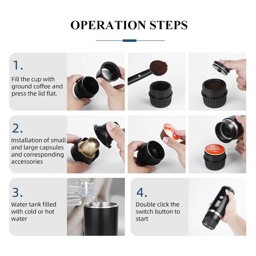 Portable Full-Automatic Espresso Coffee Machine Mini For Large And Small Capsules