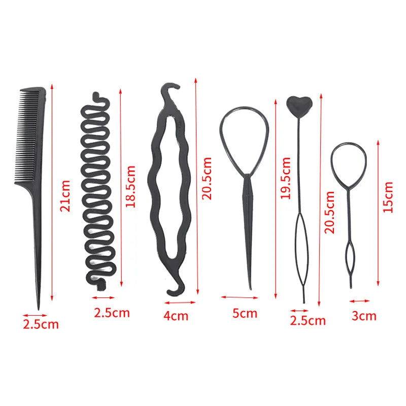 6Pcs Hair Braiding Tool DIY Hair Design Styling Tool Kit Updo Ponytail Maker Accessories Topsy Hair Braid Kit Set Hair Needle