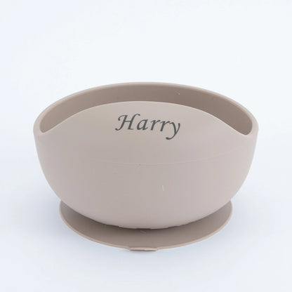 Personalized name Food Grade Baby Feeding Set with Spoon, fork,Silicone Suction Bowls and bib BPA Free - First Stage Self Feed