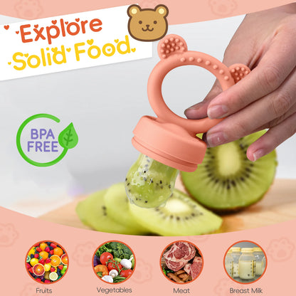 Gift set-Animal Design Baby Fruit Feeder Freezer Tray Baby Food Frozen Breast Milk Ice Cube Mold Fruit Feeder Set  With Nipples