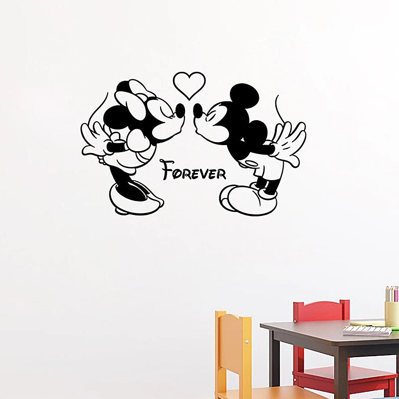 Mickey Minnie Vinyl Wall Sticker Romantic Decals For Bedroom Wall Decoration, Cute Cartoon Decals For Car, Laptop, Cup, Phone