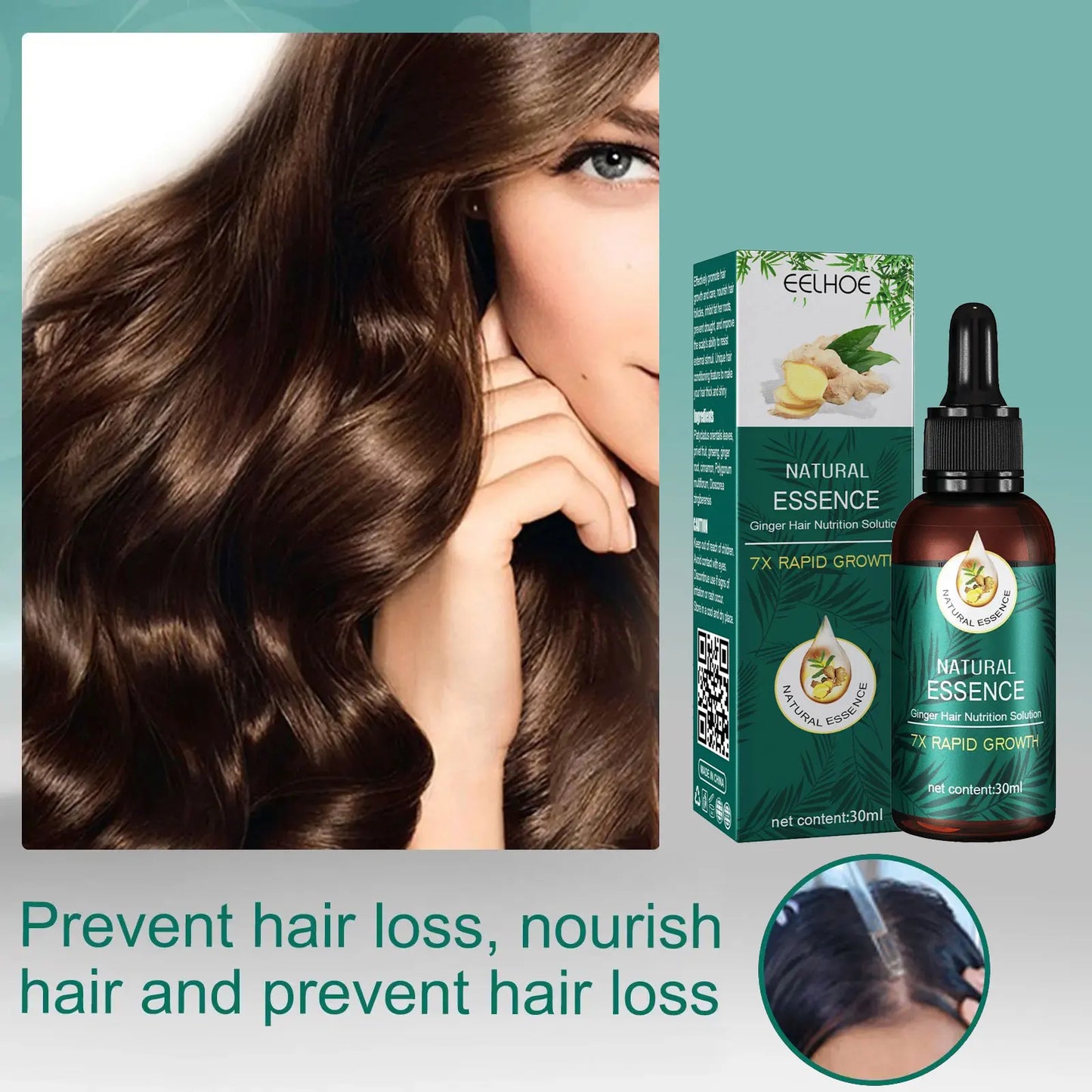 EELHOE Ginger Hair Essence Restore Hair Follicles Strengthening Nourishing Scalp Treatment Baldness Anti Frizzy Hair Care Serum