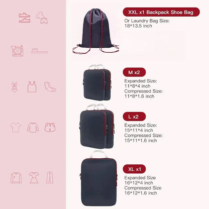 Ultralight Compression Packing Cubes For Suitcases,Travel Accessories  Portable Luggage Storage Bag Waterproof Travel Organizer