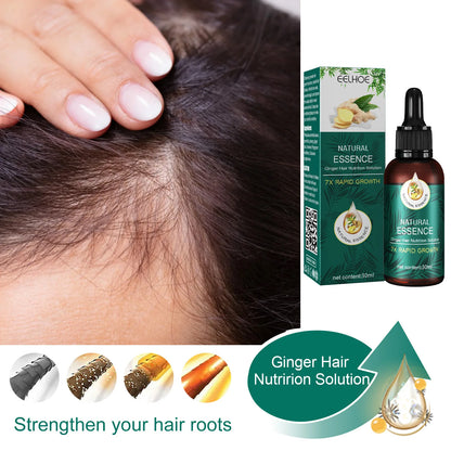 EELHOE Ginger Hair Essence Restore Hair Follicles Strengthening Nourishing Scalp Treatment Baldness Anti Frizzy Hair Care Serum