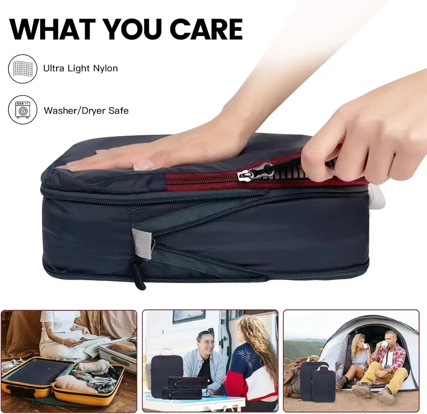 Ultralight Compression Packing Cubes For Suitcases,Travel Accessories  Portable Luggage Storage Bag Waterproof Travel Organizer