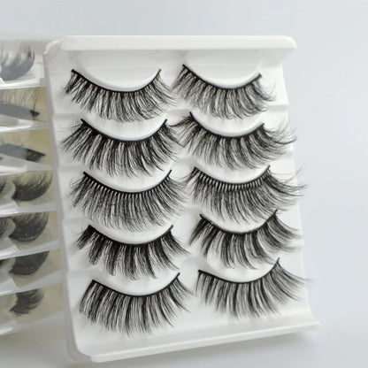 5pairs Natural false eyelashes with thick false eyelash extensions Reusable 3D false eyelashes makeup soft and easy to wear