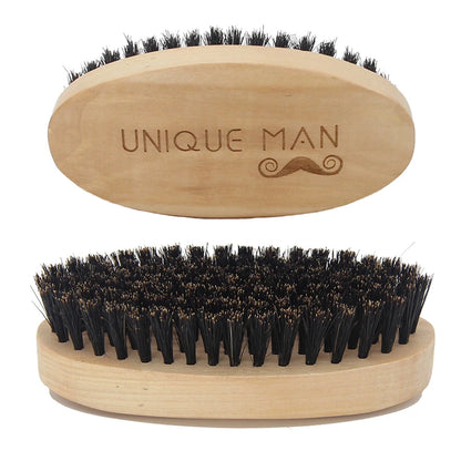 Natural Wooden Boar Bristle Beard Brush For Men Beard Mustache Facial Hair Grooming Styling Shaping Handmade Comb Brush Male Kit