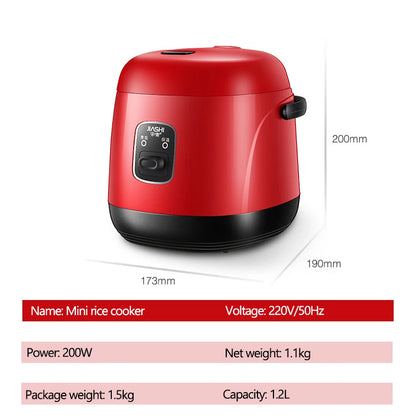 1.2L Mini Electric Rice Cooker Food Steamer Multifunction Kitchen Cooking Pot Non-stick Liner Lunch Box Stew Soup Porridge 220V