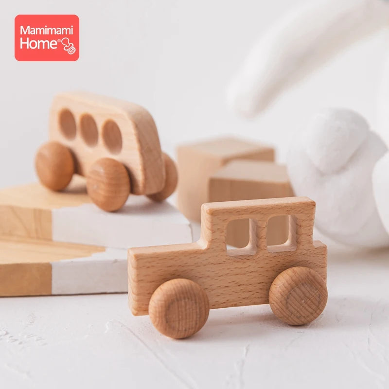 1pc Organic Wooden Car Shape For Babies BPA Free Wood Teether Kids Brain Game Toys Handmade Crafts Gift Custom Logo Nurse Gifts