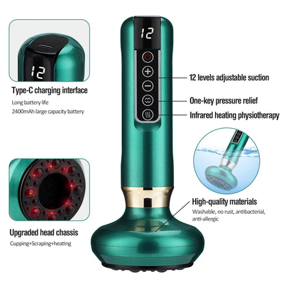 Intelligent Negative Pressure Cupping Massager Electric Heating GuaSha Scraping Physiotherapy Dredge Meridian Relieve Fatigue