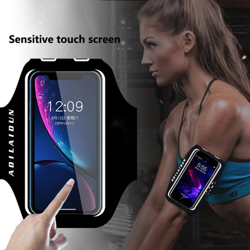 Running Sport Mobile Phone Arm Bag Waterproof Fitness Cell Phone Luminous Arm Case Pouch Hiking Jogging Card Key Holder Pocket