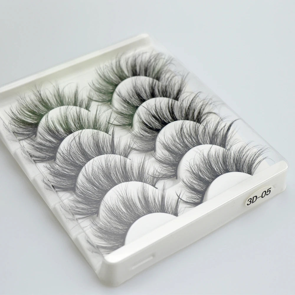 5pairs Natural false eyelashes with thick false eyelash extensions Reusable 3D false eyelashes makeup soft and easy to wear