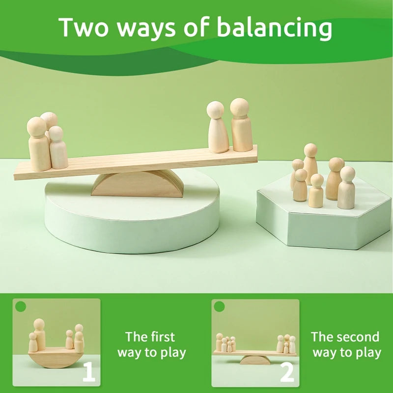 Balance Scale Toy Children's Montessori Educational Toys  DIY Maple doll Baby Balance Training Constructor for Children Gifts