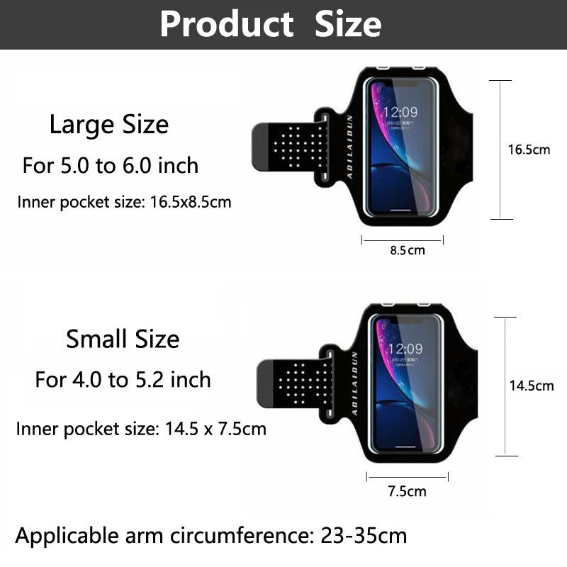Running Sport Mobile Phone Arm Bag Waterproof Fitness Cell Phone Luminous Arm Case Pouch Hiking Jogging Card Key Holder Pocket