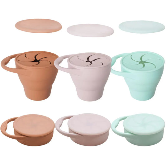 New Color Baby Silicone Snack Cup Handheld Portable Food Storage Baby Foldable Snack Cup Anti-drop Snack ContainerNew Color Baby