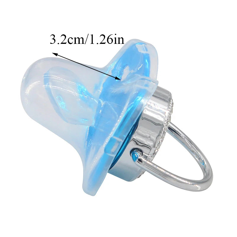 Name Initial Letters Baby Pacifier with Clips Lids Rhinestone Blue Luxury Pacifier Newborn Baby Boys Silicone Nipple Baby Shower
