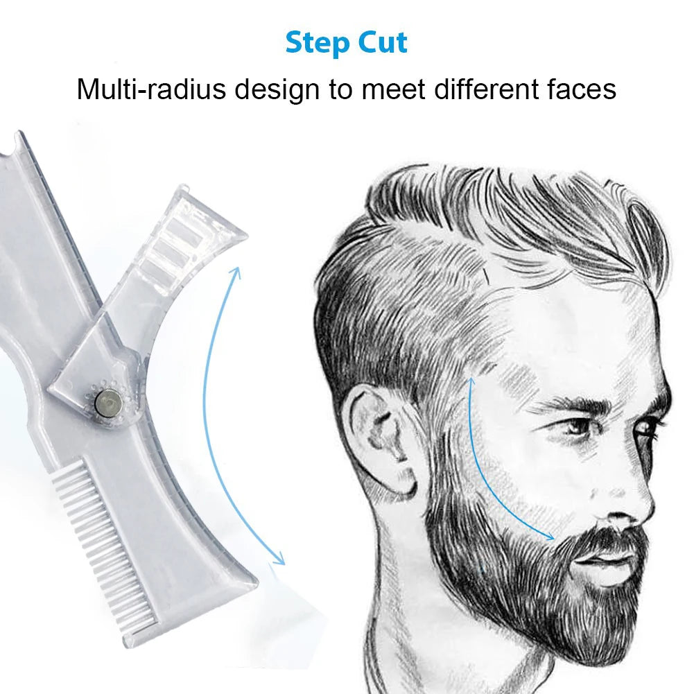 5 In 1 Men Beard Modeling Ruler Shaping Styling Template Comb Rotatable Men'S Beauty Tool For Hair Trimming Moustache Barber