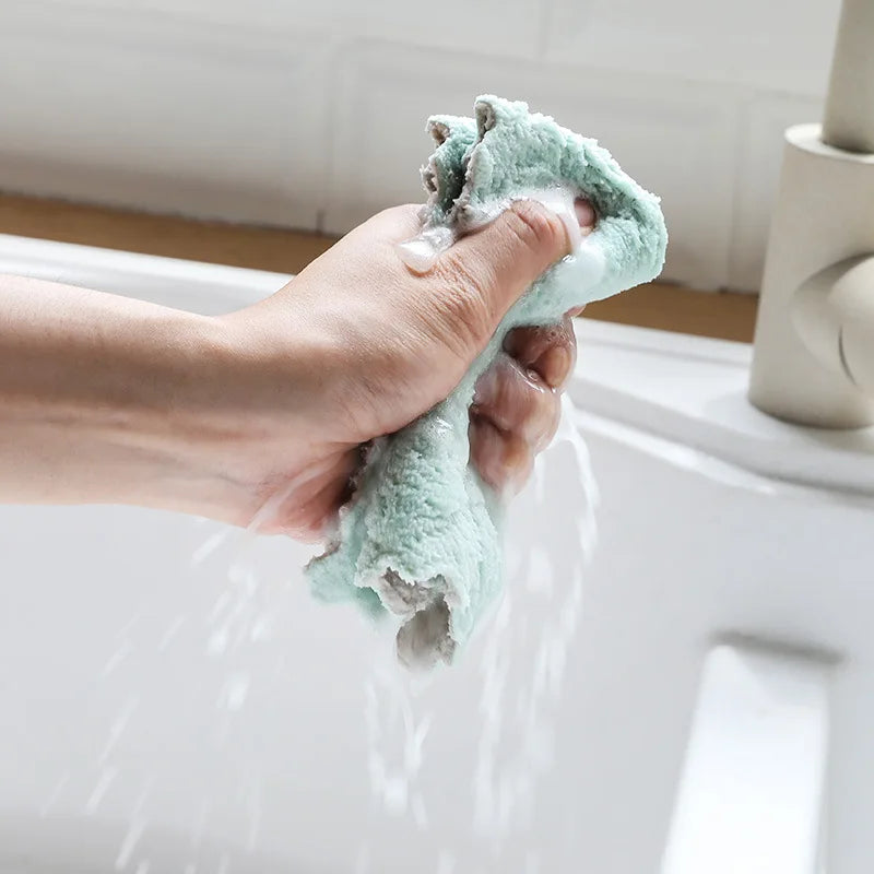 Microfiber Kitchen Towel Absorbent Dish Cloth Non-stick Oil Washing Kitchen Rag Household Tableware Cleaning Wiping Tools