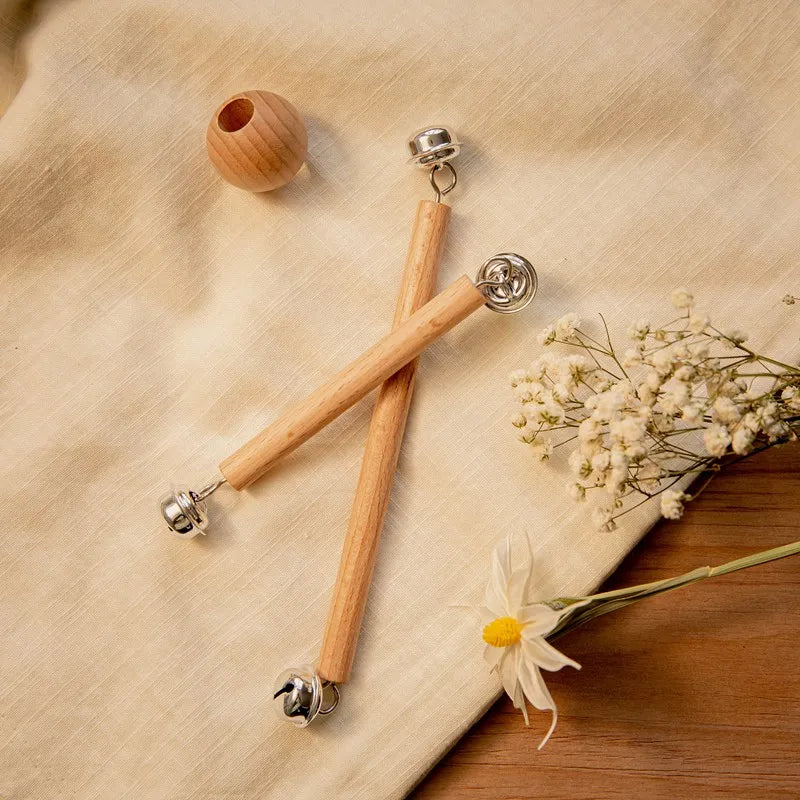 1pc Wooden Rattle Baby Montessori Bell Rattle BPA Free Wood Music Rattle Baby Teething Toys Intelligence Toy For Kid Baby Toys
