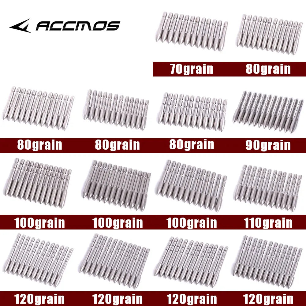 DIy 70 80 90 100 110 120 Grain Stainless Steel Bullet Point Tip For ID 4.2 mm Arrow Shaft Accessories Archery Bow Hunting