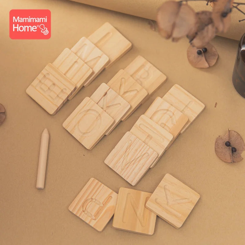 Baby Educational Wooden Toys Board Montessori English Alphabet Groove Board English Alphabet Geometry Montessori Early Education