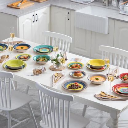New Vancasso Arco 18-Piece Ceramic Tableware Set Handpainted Spiral and Alternately Colourful Pattern Stoneware Dinner Set for 6