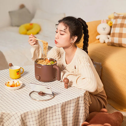 220V Mini Electric Multi Cooker Portable Electric Hotpot Cooking Machine Electric Yellow sally brown Hot Pot nine sun