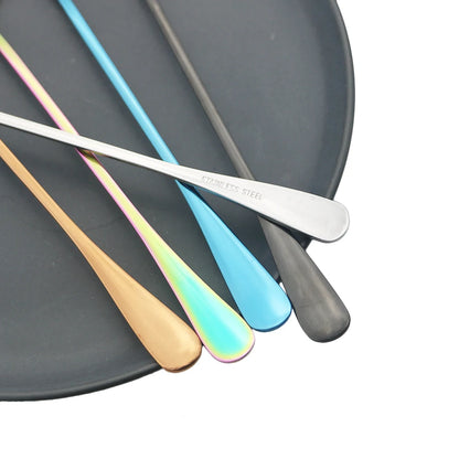 Juice Coffee Stirring Cutlery Set Colorful Rainbow Teaspoon Dinnerware Ice Cream Long Handle Scoop Tableware Set Kitchen Tools
