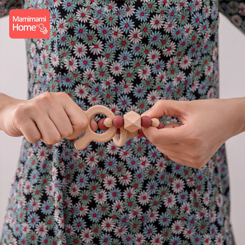 1Pc Baby Wooden Teether Nursing Bracelets Rattle Rings  Beech Wood Star Toy Baby Play Gym Montessori Children's Goods Nurse Gift