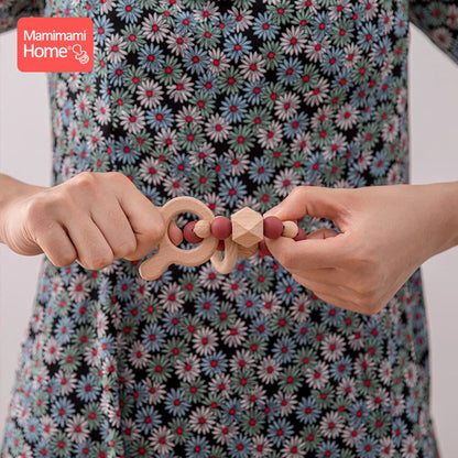 1Pc Baby Wooden Teether Nursing Bracelets Rattle Rings  Beech Wood Star Toy Baby Play Gym Montessori Children's Goods Nurse Gift
