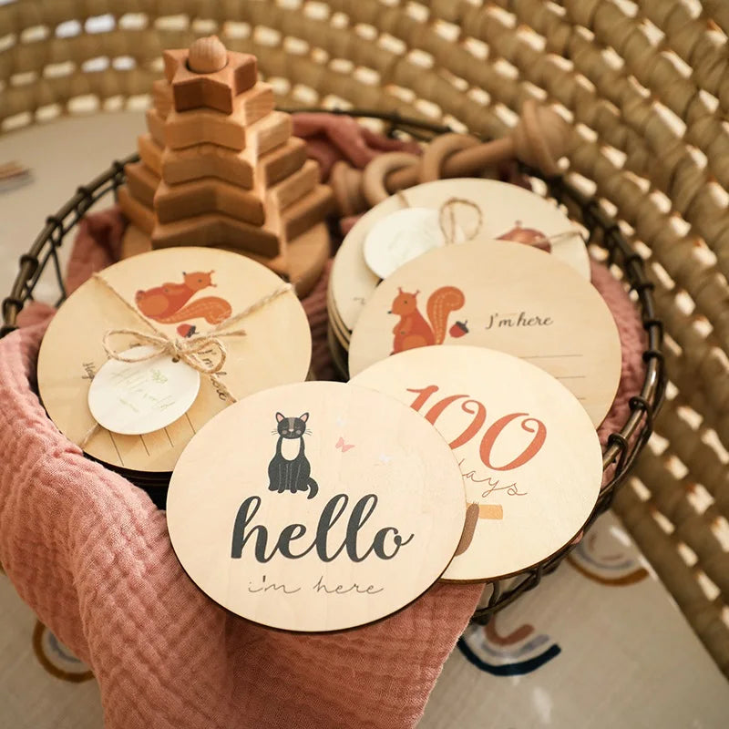 Baby Month Milestone Baby Props Newborn Photography Wooden Teether Baby Kids Photography Props Christmas Gifts