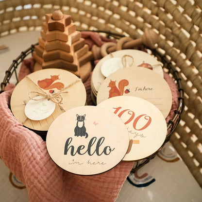 Baby Month Milestone Baby Props Newborn Photography Wooden Teether Baby Kids Photography Props Christmas Gifts