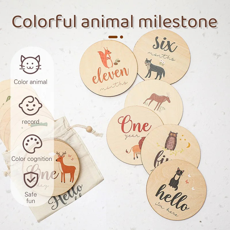 Baby Month Milestone Baby Props Newborn Photography Wooden Teether Baby Kids Photography Props Christmas Gifts