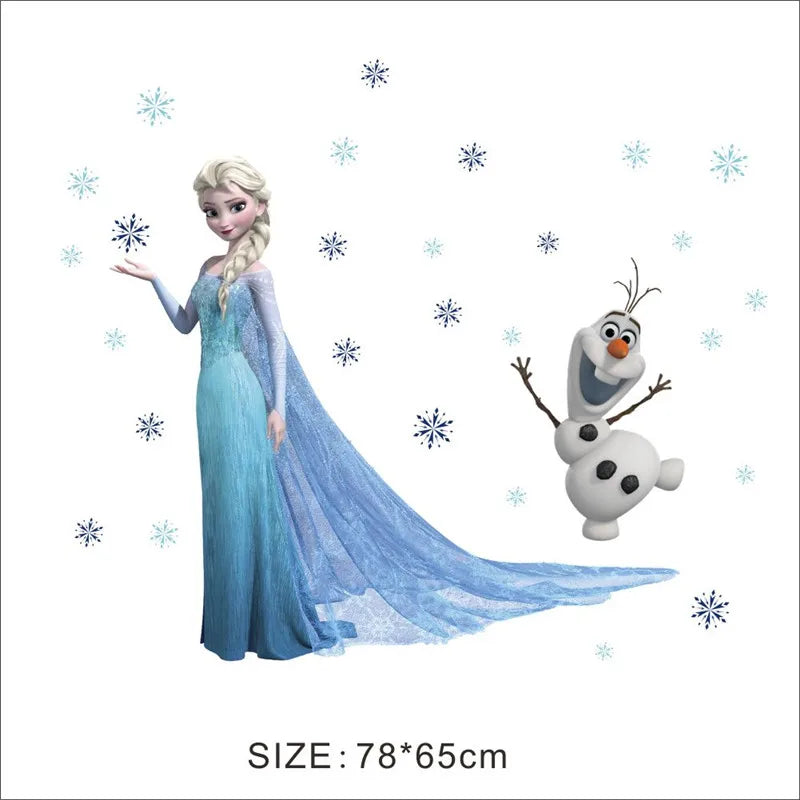 Cartoon diy frozen princess Elsa Anna wall stickers girl Children room background decoration removable kids bedroom poster decal
