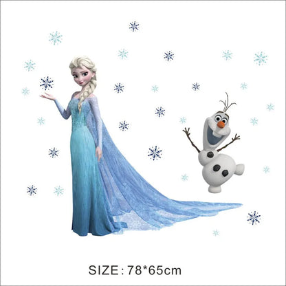 Cartoon diy frozen princess Elsa Anna wall stickers girl Children room background decoration removable kids bedroom poster decal