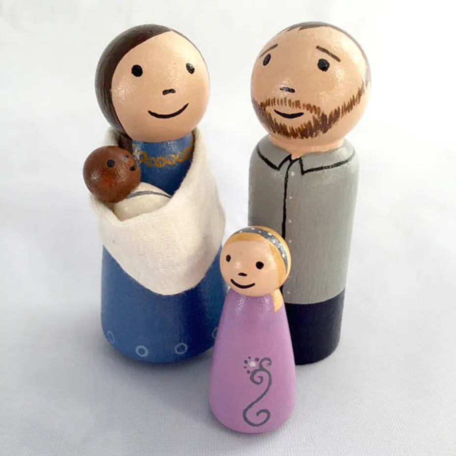100PCS 1.7"(43mm) Peg Dolls Natural Unfinished Wood Dolls Turnings-Ready For Paint-Waldorf People Wood Gentleman Dolls BPA Free