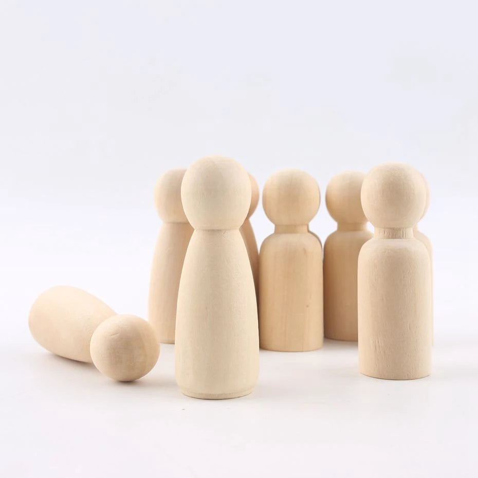 peg doll set of 40pc wood Family doll toys(43mm/55mm) unfinished unpainted Weddings Cake Doll Garden room Decor Handmade