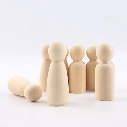peg doll set of 40pc wood Family doll toys(43mm/55mm) unfinished unpainted Weddings Cake Doll Garden room Decor Handmade